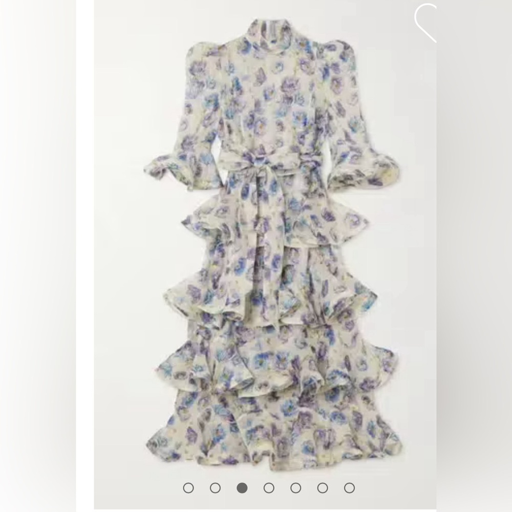ZIMMERMAN TIERED RUNWAY MIDI DRESS BLUE XS SZ 1 AU